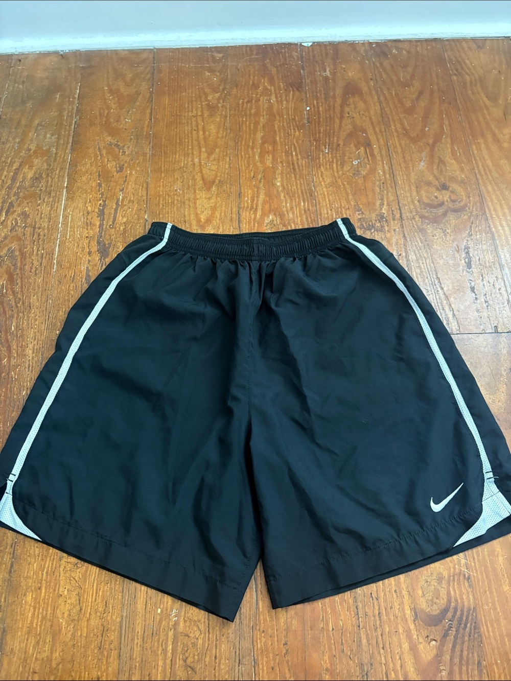 Nike Dri-Fit Men’s Black Athletic Shorts with White Trim